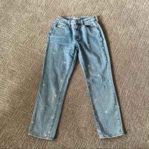 PacSun Denim Mom Jeans With Daisy Patches Size 24